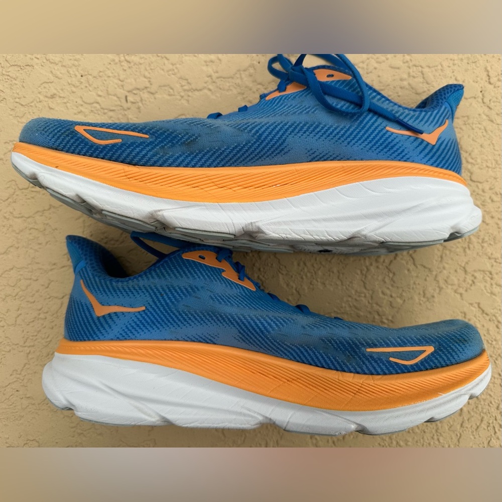 Hoka One One Clifton 9 Coastal Sky Blue Orange Running Shoes Men’s Size 12 VGC - Picture 13 of 16
